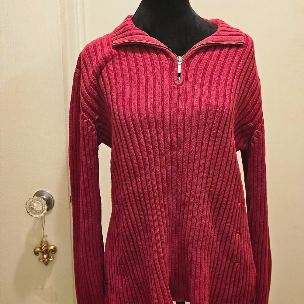 Lauren Ralph Lauren Red 1/2 Zip 100% Cotton  Knit Size XL